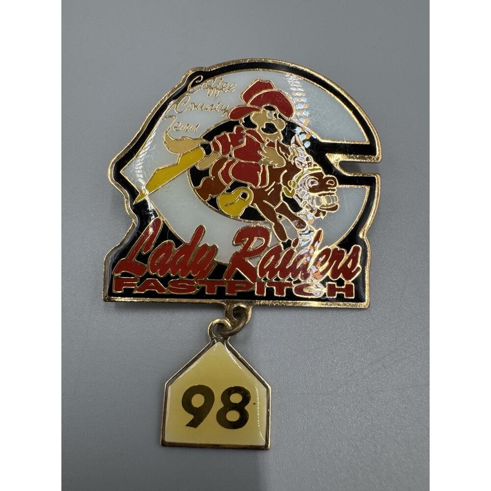 Vintage 1998 Coffee County Tennessee Lady Raiders Softball Fast Pitch Lapel‎ Pin
